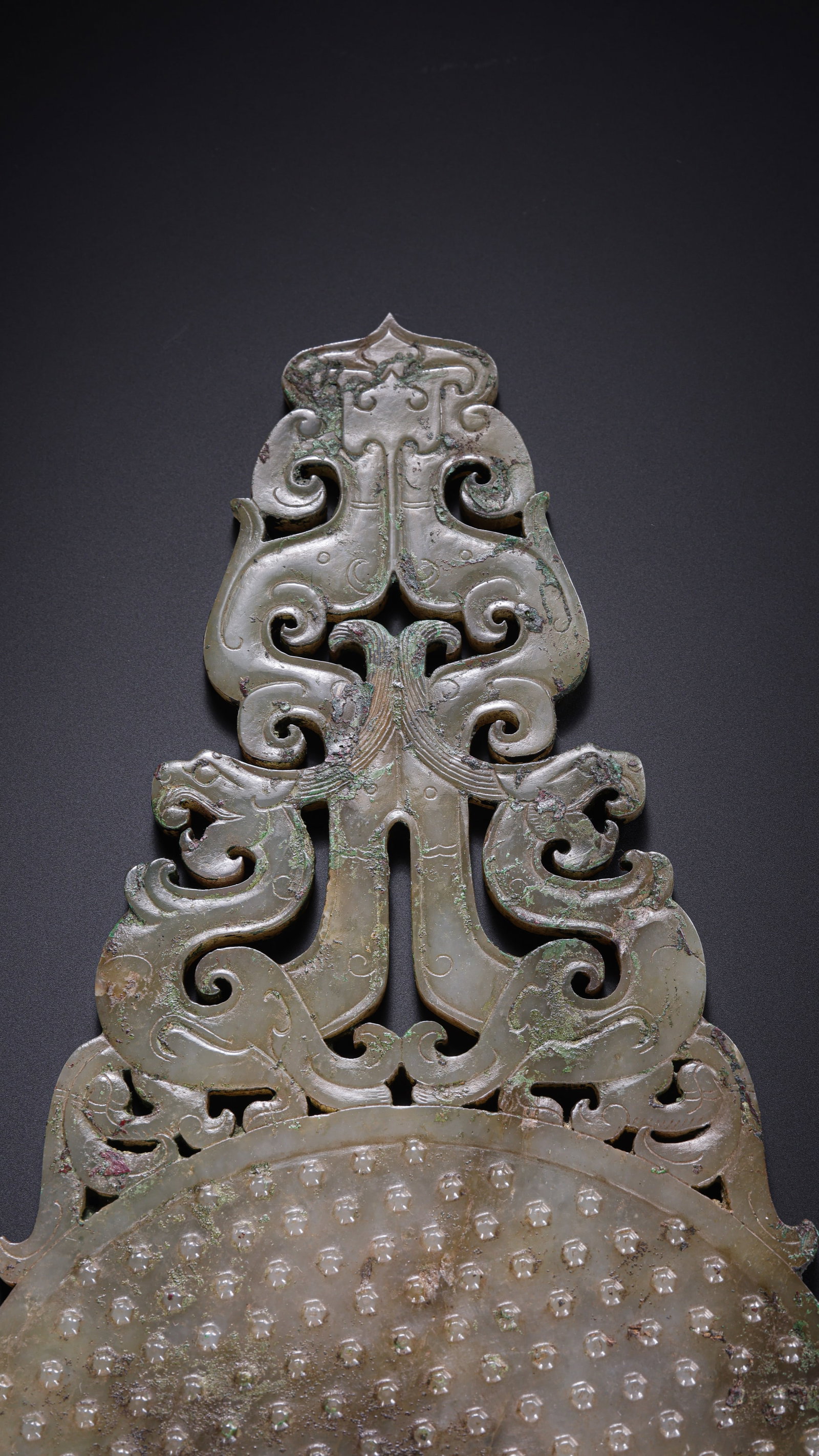 Pre-Ming Dynasty Openwork Double Dragon Archaic Pattern Bi Disc - 3