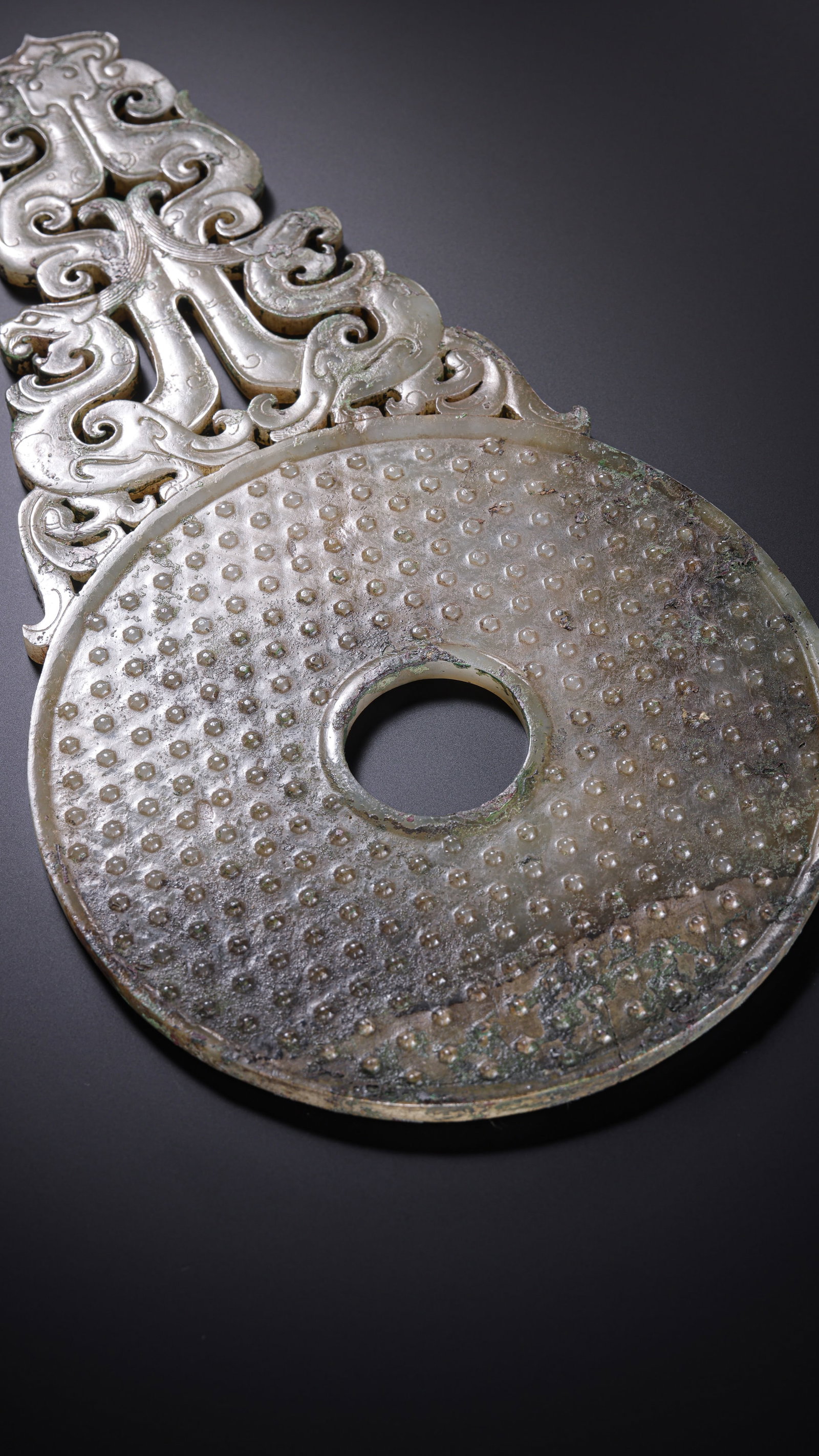 Pre-Ming Dynasty Openwork Double Dragon Archaic Pattern Bi Disc - 6