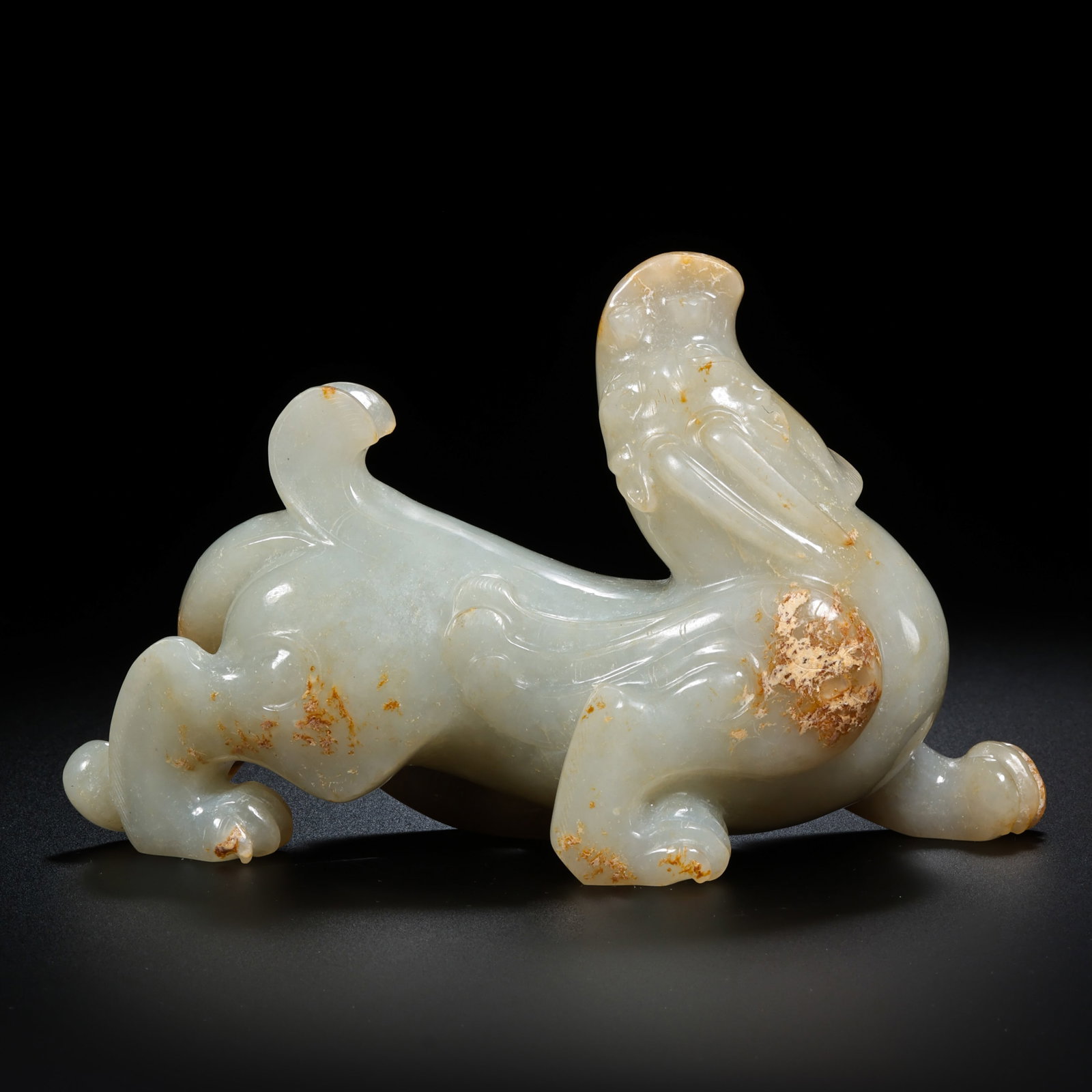 Pre-Ming Dynasty Hetian Jade Pixiu (Auspicious Beast) Ornament (1 of 11)