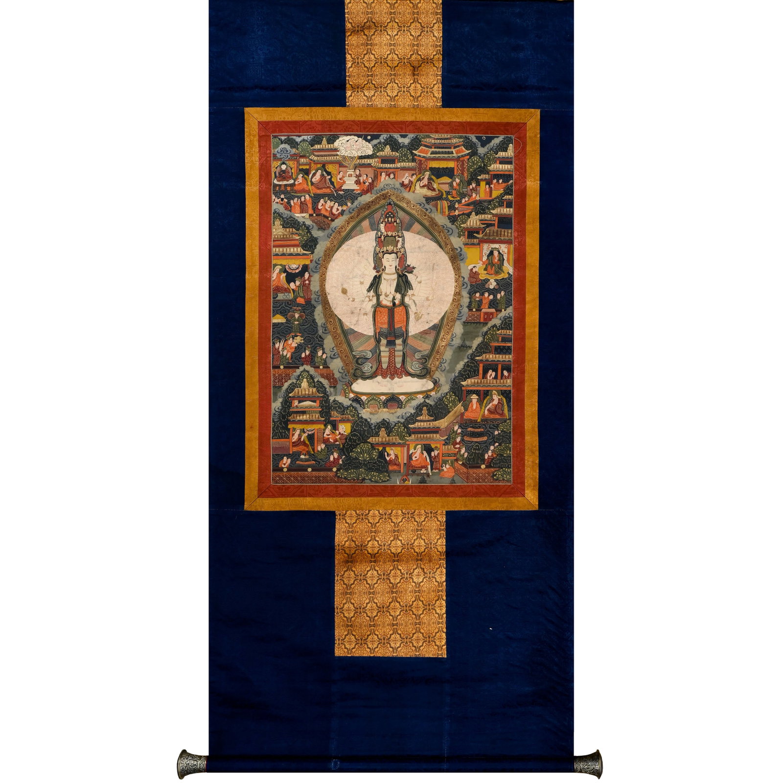Ancient Chinese Thangka: L. 144cm.W.73cm.