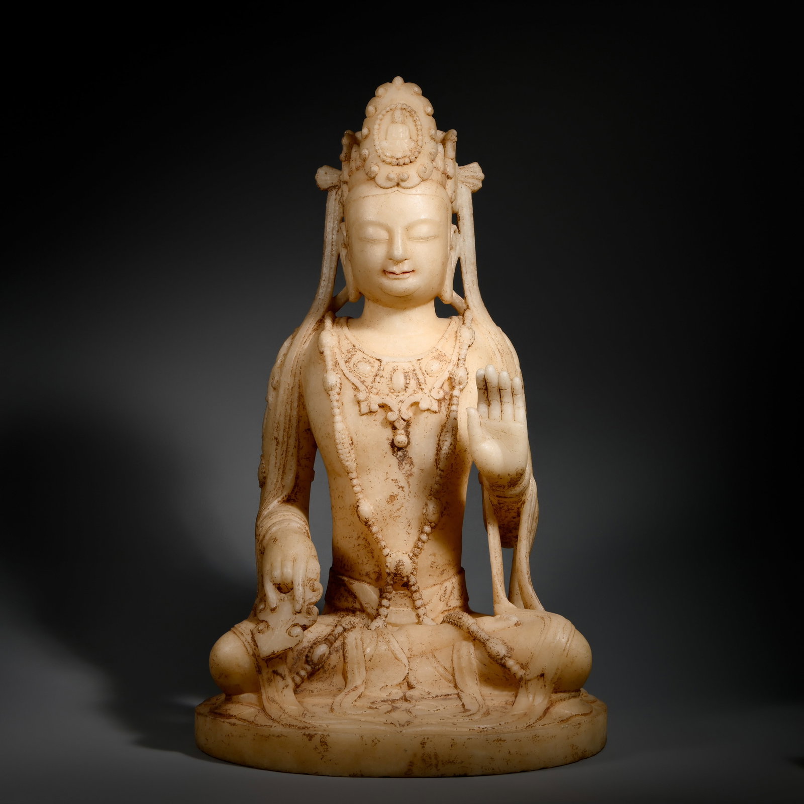 Pre-Ming Dynasty White Marble Buddhist Statue (1 of 10)