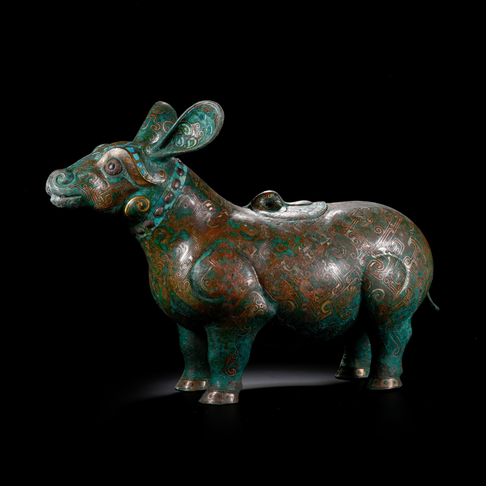Pre-Ming Dynasty Gold and Silver Inlaid Auspicious Beast Ornament (1 of 9)