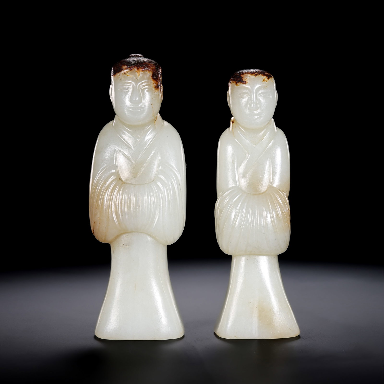 Pre-Ming Dynasty Hetian Jade Figure Ornament: H. 9.4cm.W.3.3cm.weight.197grams