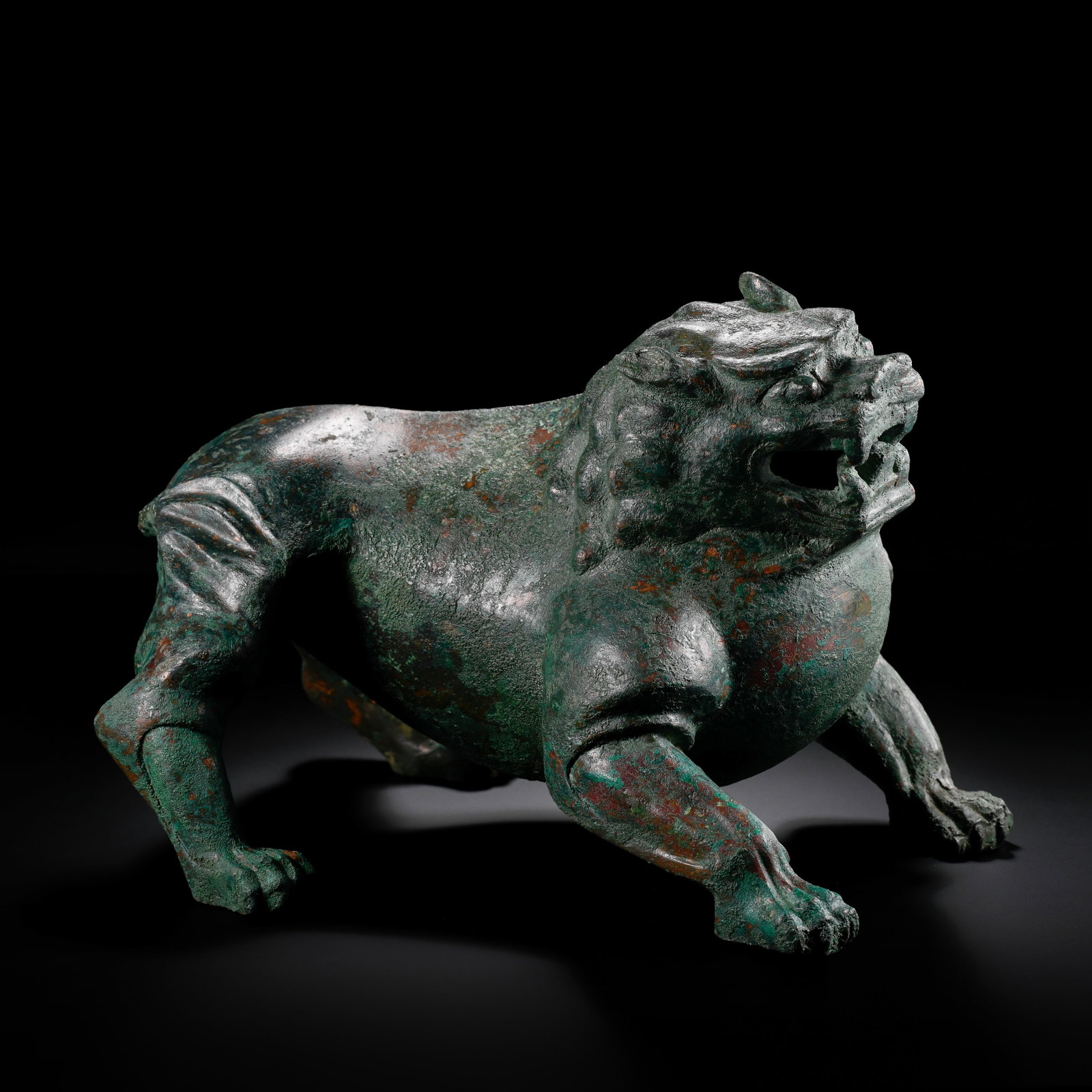 Pre-Ming Dynasty Bronze Auspicious Beast Ornament (1 of 10)