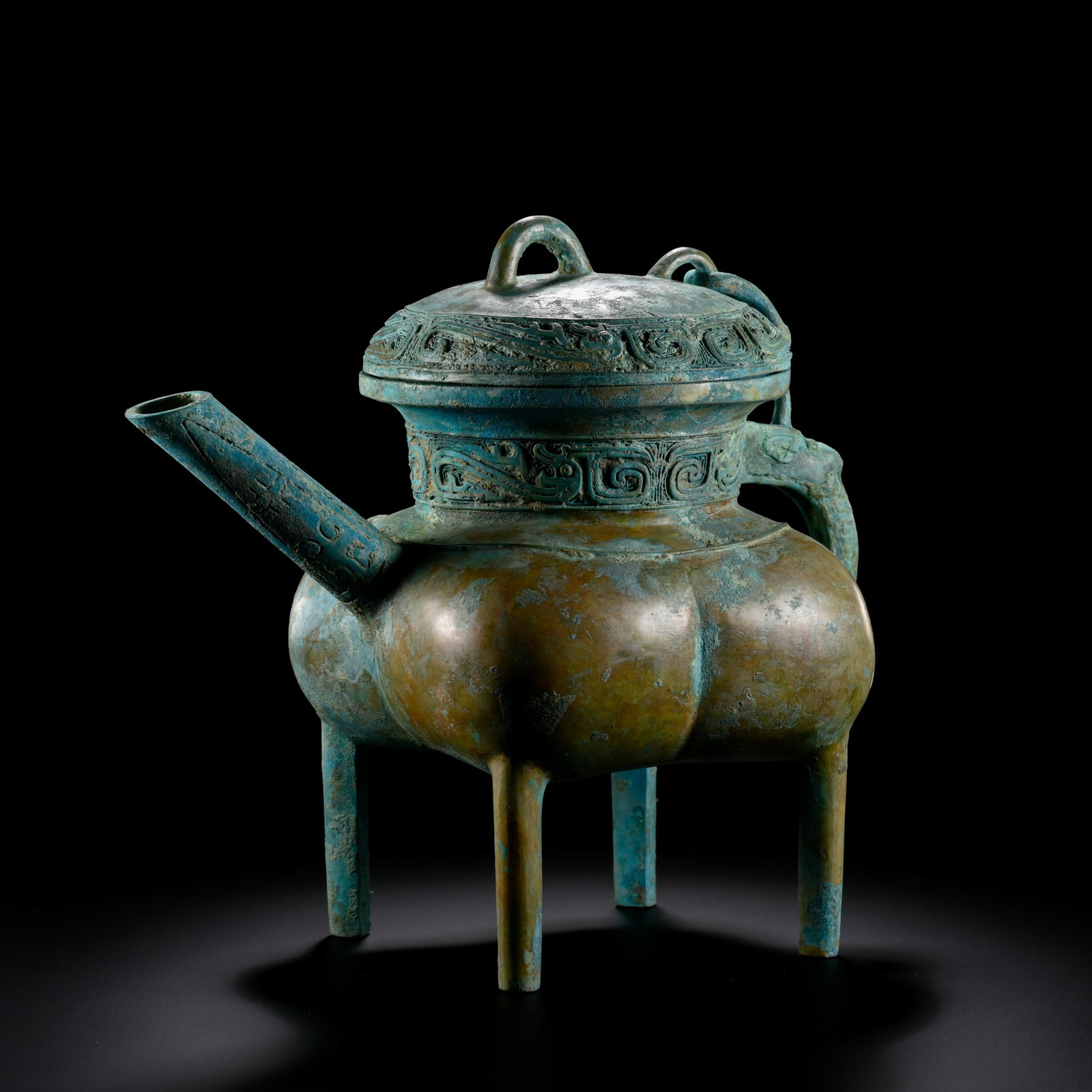 Pre-Ming Dynasty Bronze Four-Legged He Vessel (1 of 10)