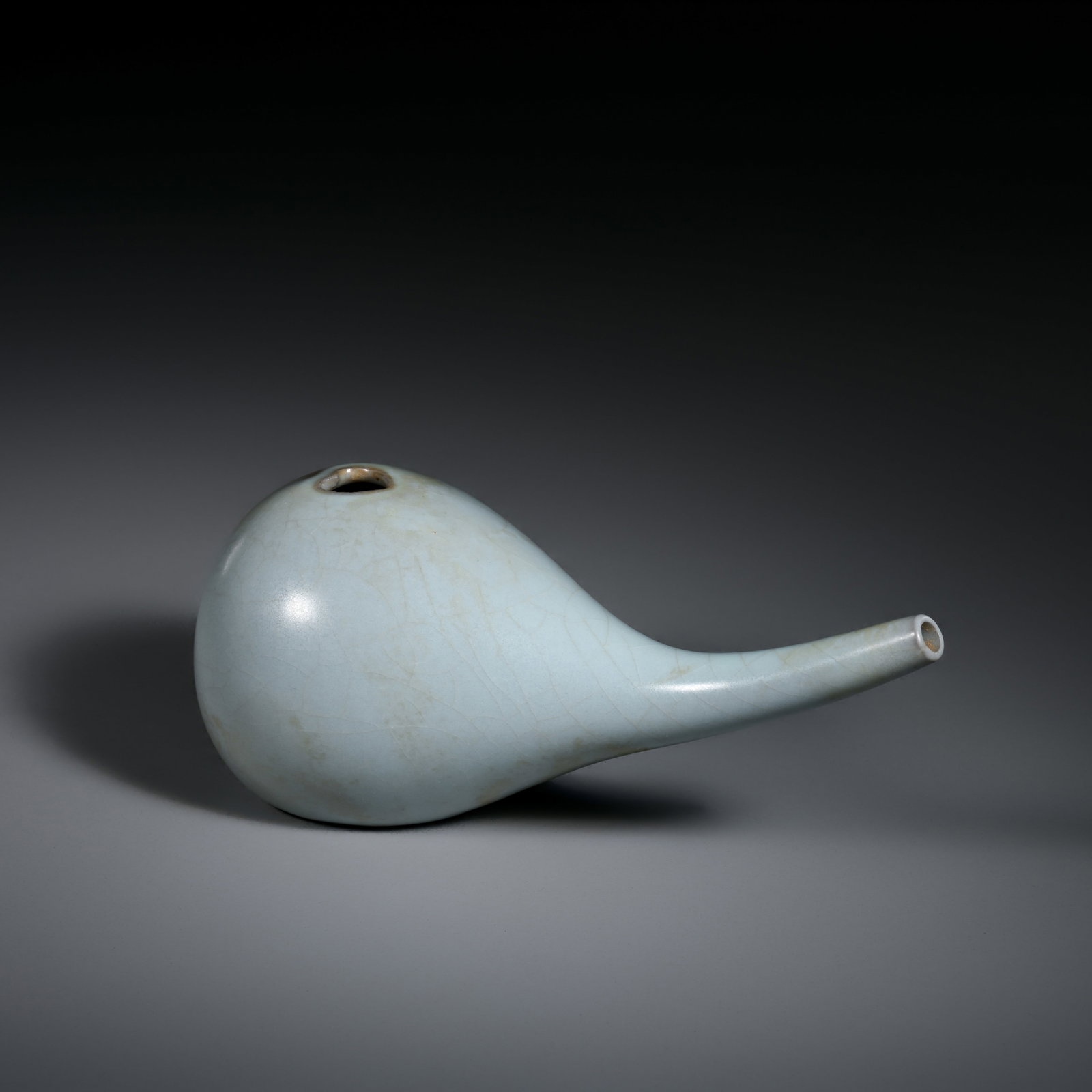 Pre-Ming Dynasty Ru Kiln Ceramic Ladle: H. 5.5cm.W.12.5cm.