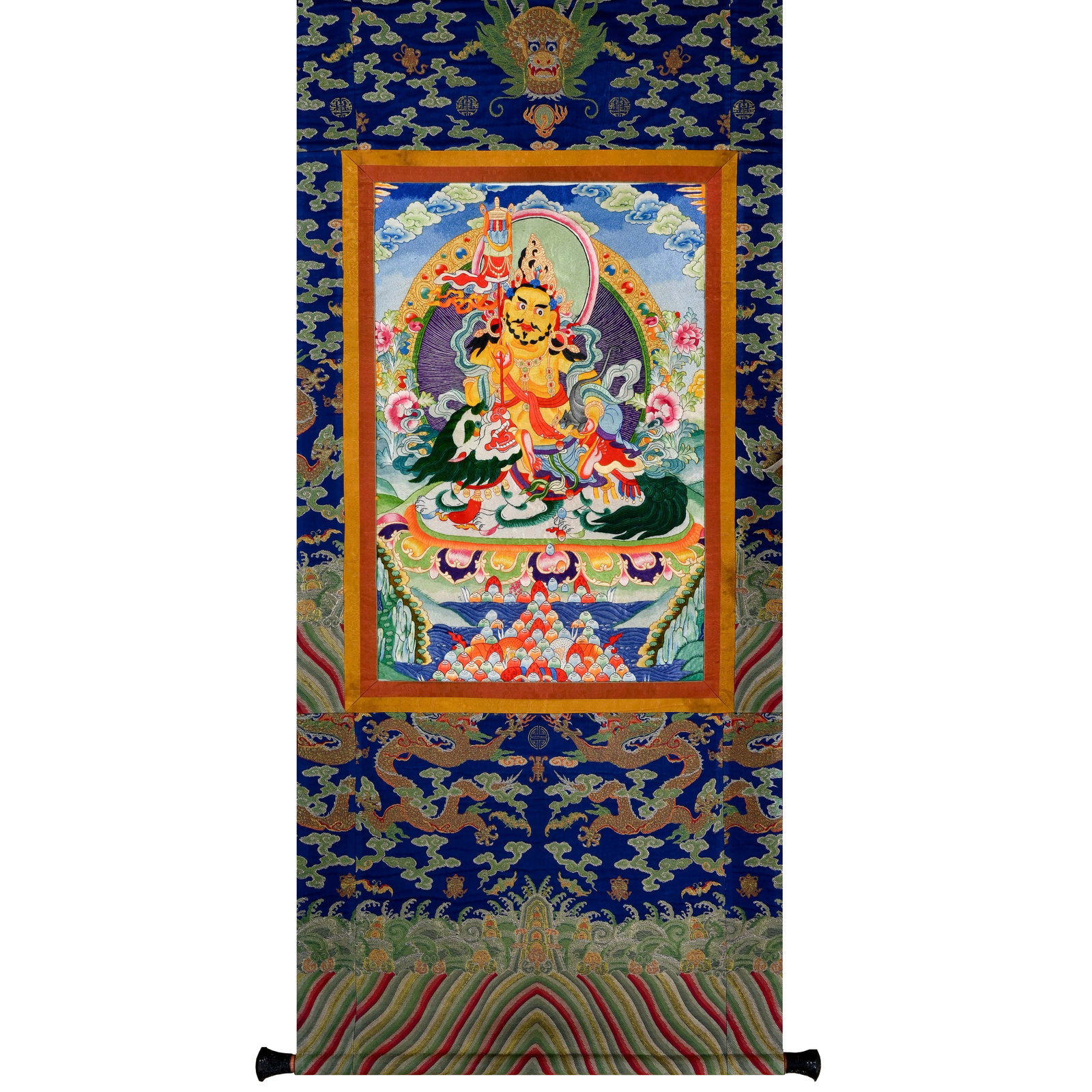Ancient Chinese Woven / Embroidered Thangka: L. 166cm.W.80cm.