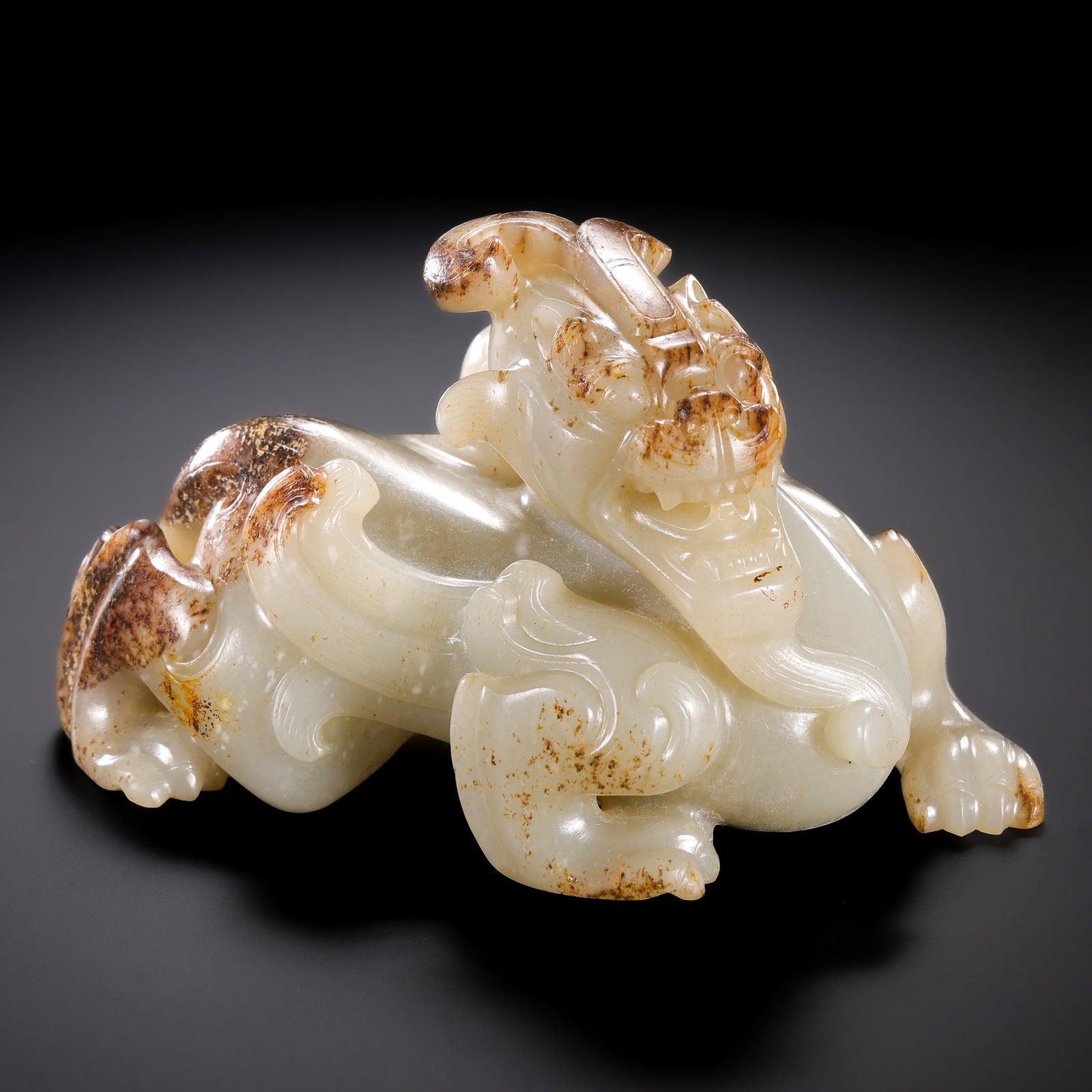 Pre-Ming Dynasty Hetian Jade Auspicious Beast Ornament (1 of 10)