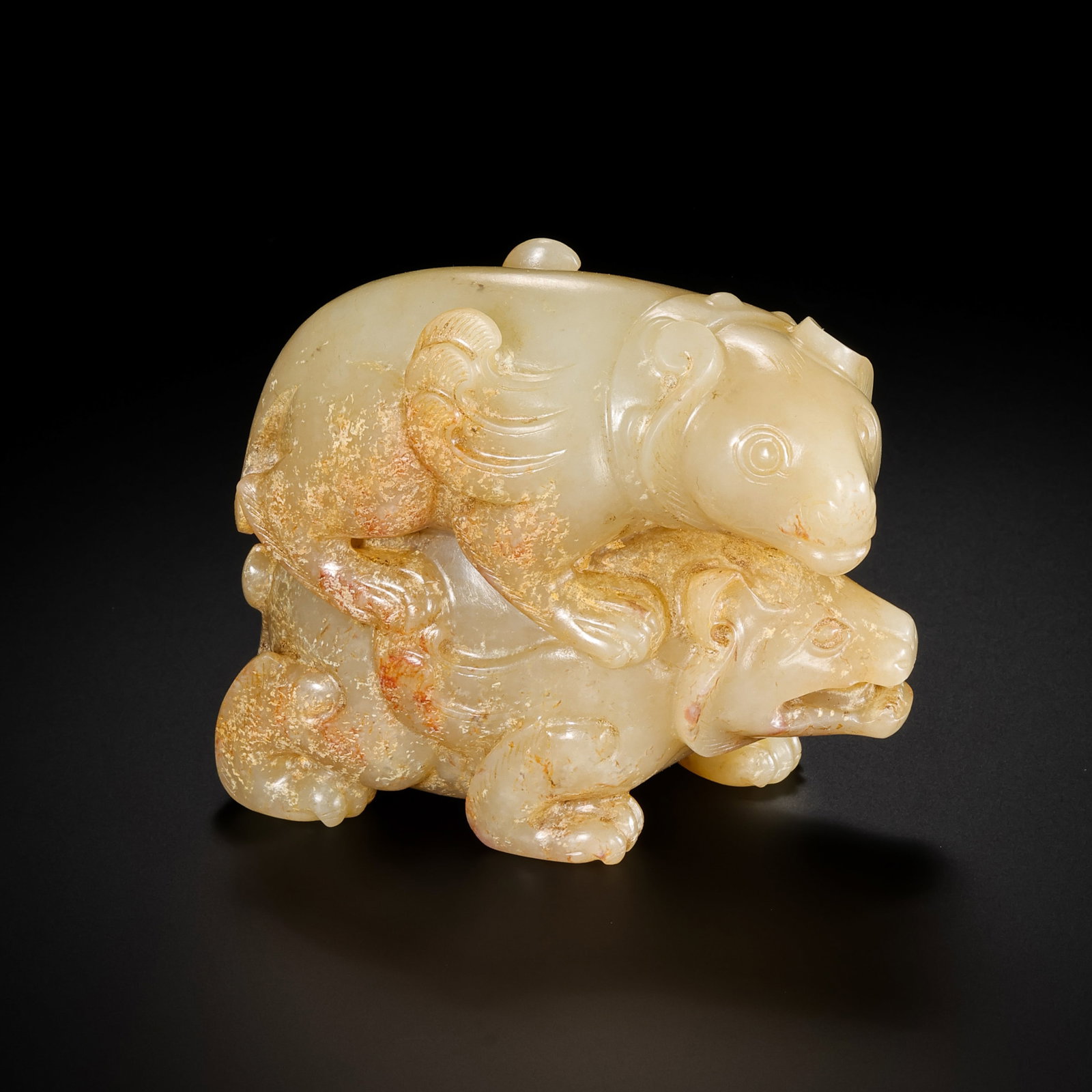 Pre-Ming Dynasty Hetian Jade Mother and Child Auspicious Beast Ornament (1 of 9)