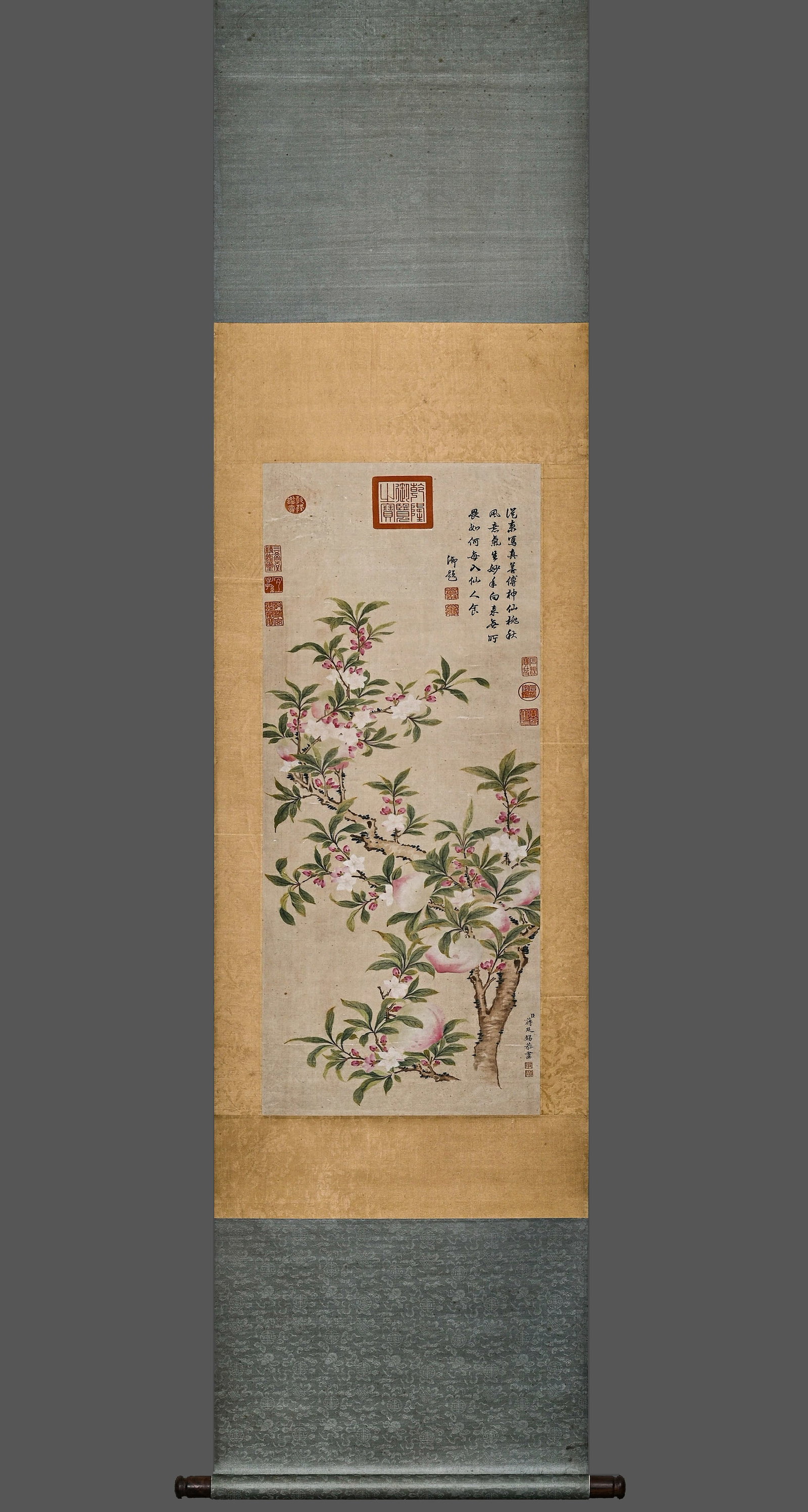 Vertical Scroll of Flowers by Jiang Tingxi: L:37cm H:92cm