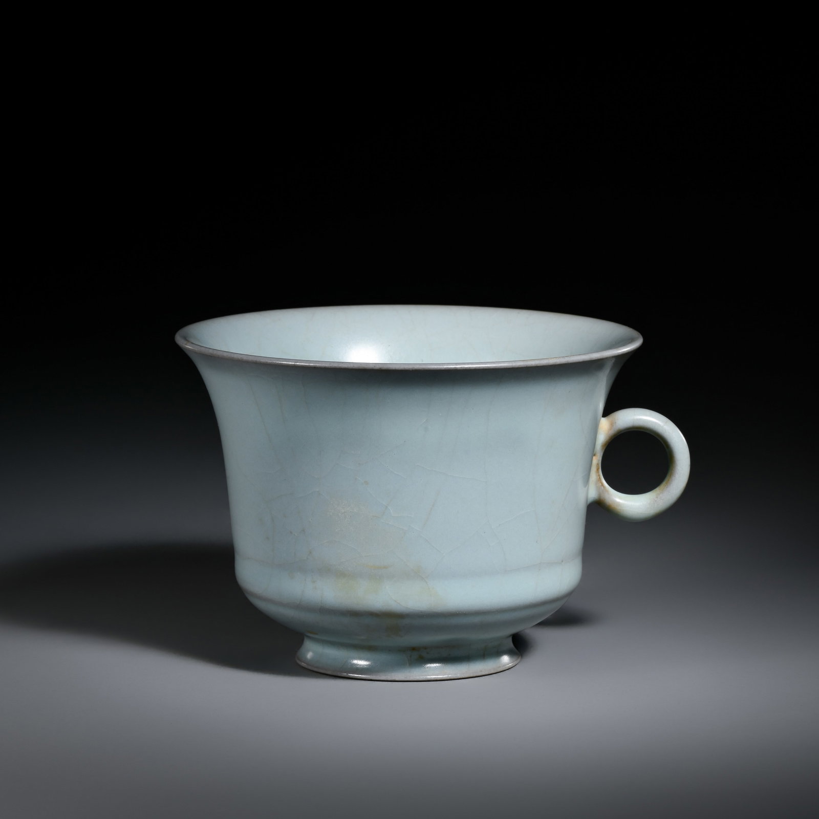 Pre-Ming Dynasty Ru Kiln Cup: H. 9.5cm.W.12cm.