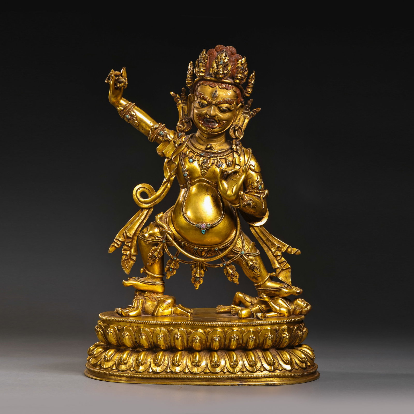Tibetan Style Gilt-Bronze Vajrapani Protective Deity Statue: H. 52cm.W.38cm.weight. 11400grams