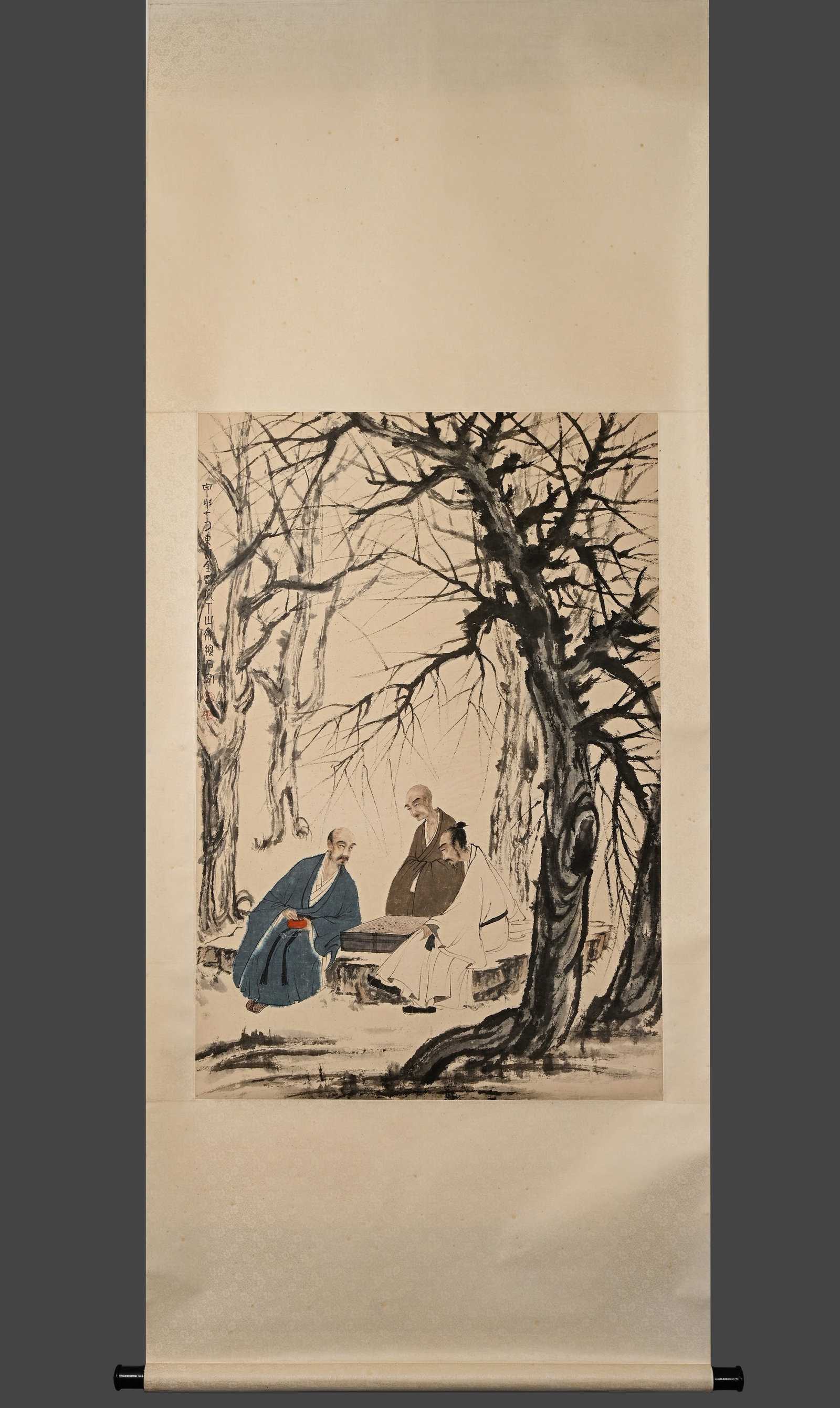 Vertical Scroll of Go Game by Fu Baoshi: L:137cm H:68cm
