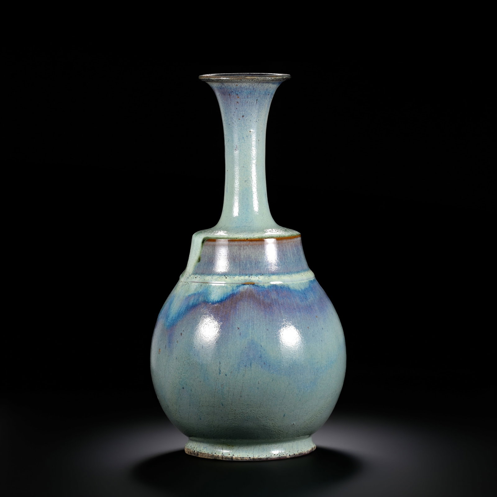 Qing Dynasty Jun Kiln Flambé Glazed Long-Necked Flared-Mouth Vase (1 of 8)