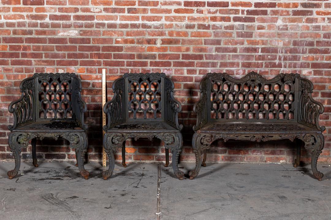 Victorian Three Pierce Cast Iron Garden Bench and Chair Set (1 of 8)