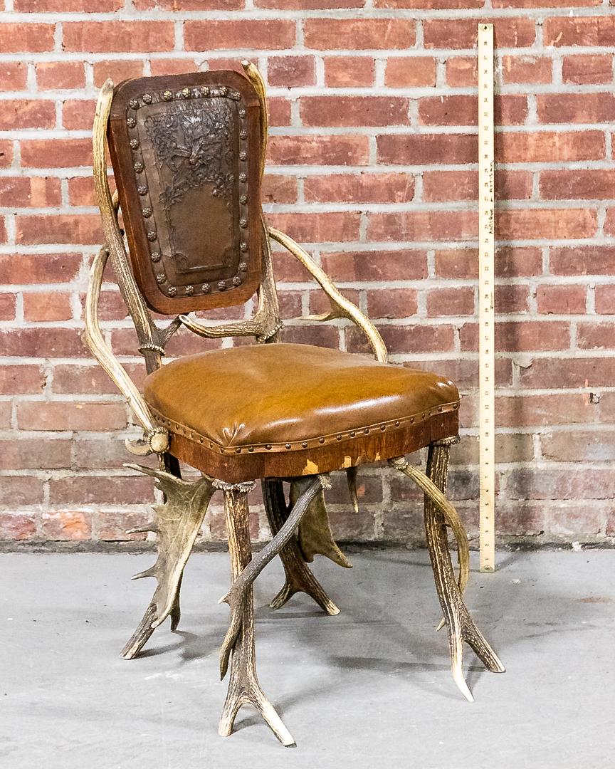 Deer Antler Side Chair with Upholstered Seat and Seat Back (1 of 4)