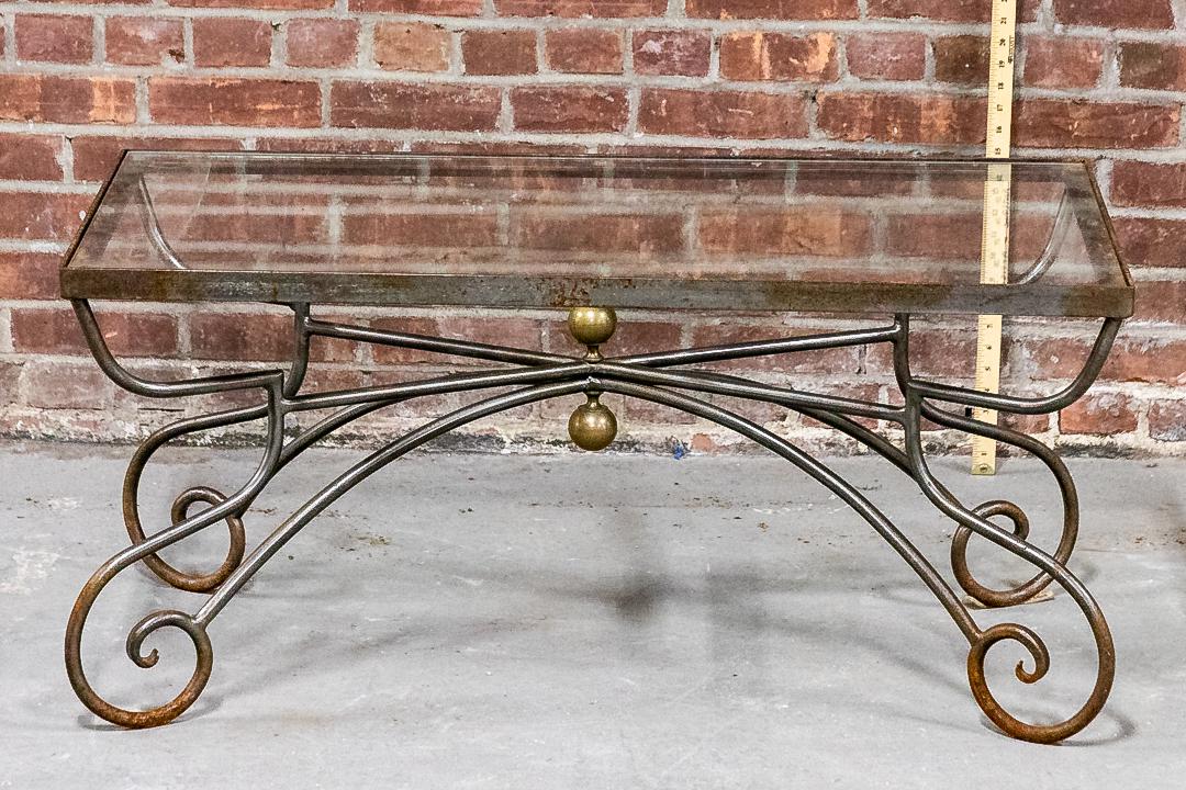 Scrolled Iron Coffee Table With Inset Glass Top (1 of 5)