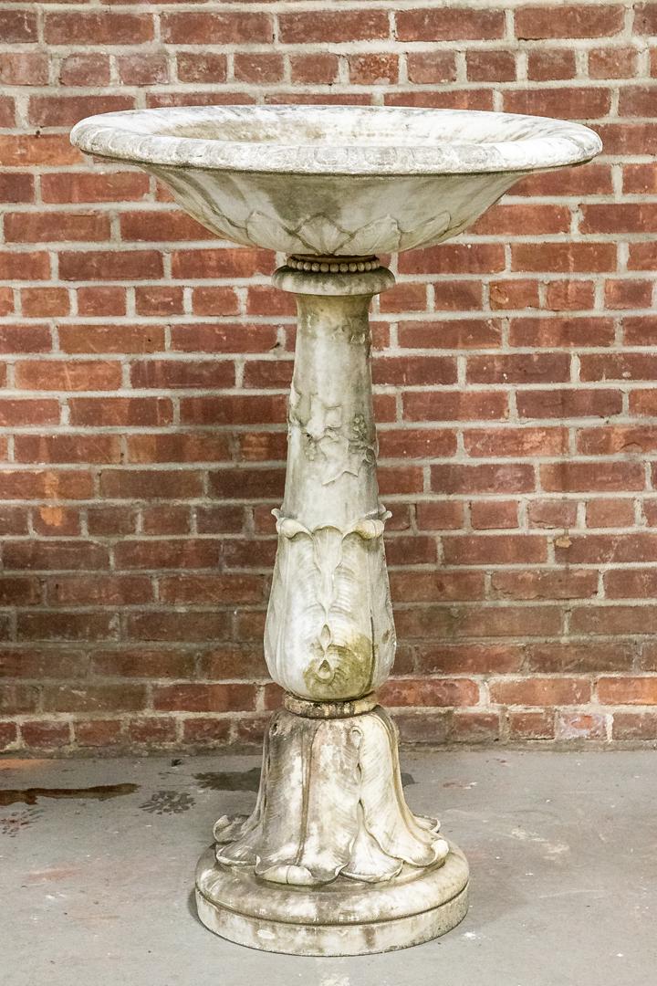 19th Century French Birdbath with Elongated Pedestal Base (1 of 8)
