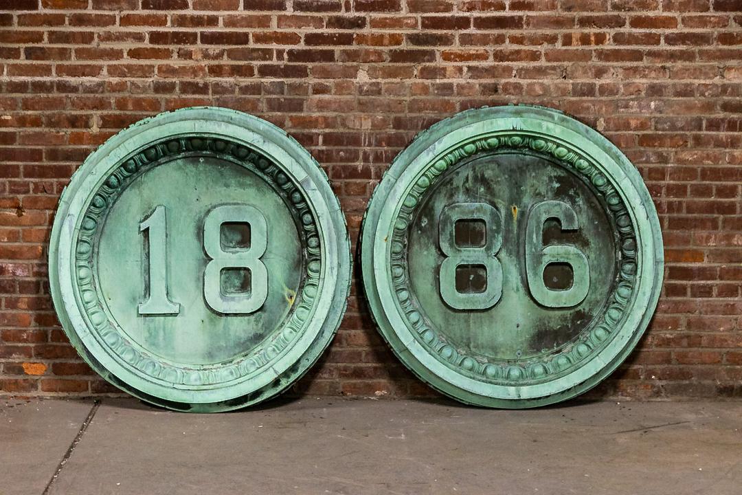 Pair of Antique Copper Architectural Building Markers (1 of 5)