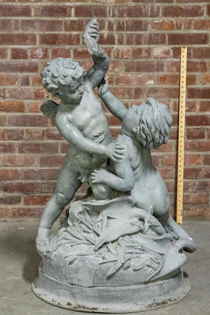 Large Rare Metal Triton & Cherub Fountain (1 of 9)