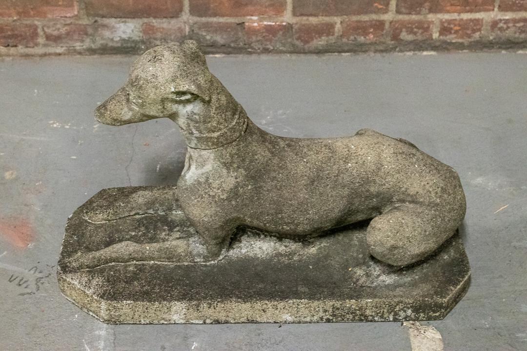 Pair of Cast Cement Reclining Greyhound Statues (1 of 8)