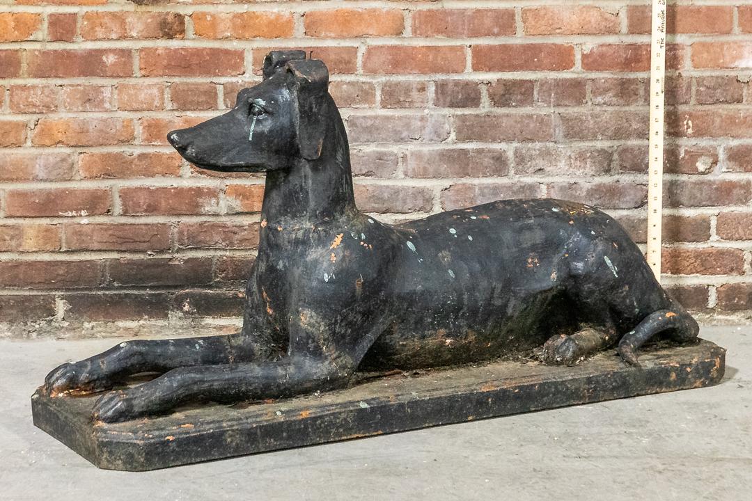 Cast Iron Reclining Whippet Dog Statute (1 of 6)