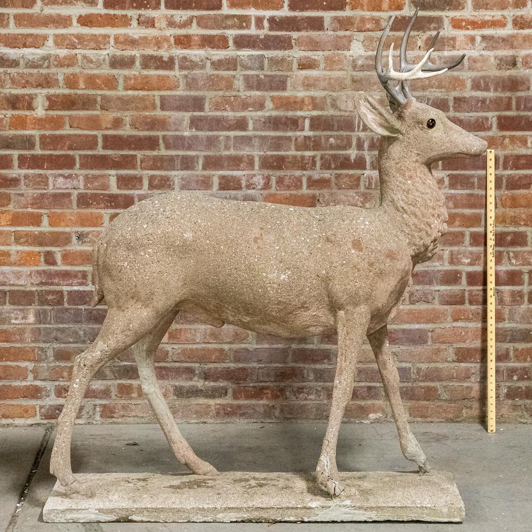 Large Cast Stone Stag Statue on Plinth (1 of 9)