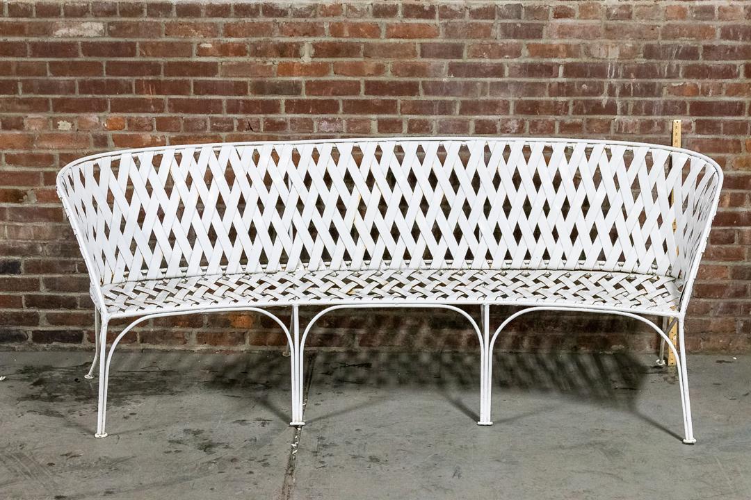 Painted Wrought Iron Garden Bench (1 of 6)