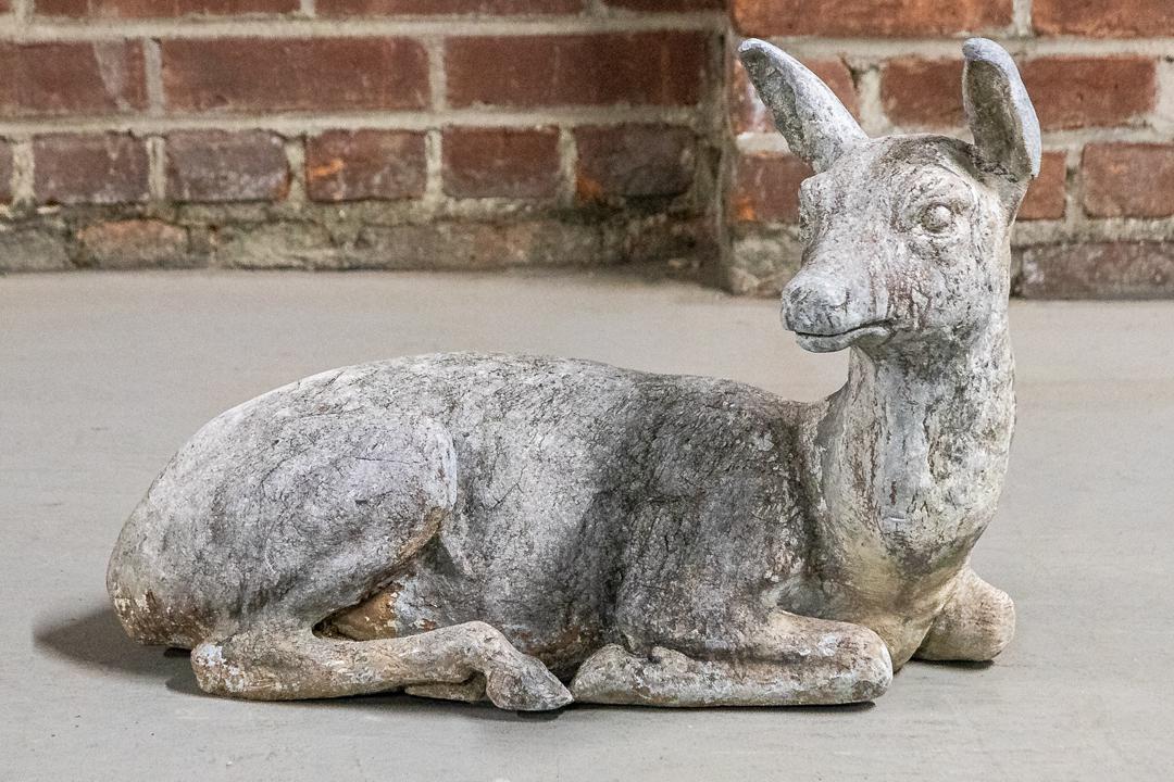 Late 19th Century Cast Lead Figure of Reclining Figure of Doe (1 of 7)