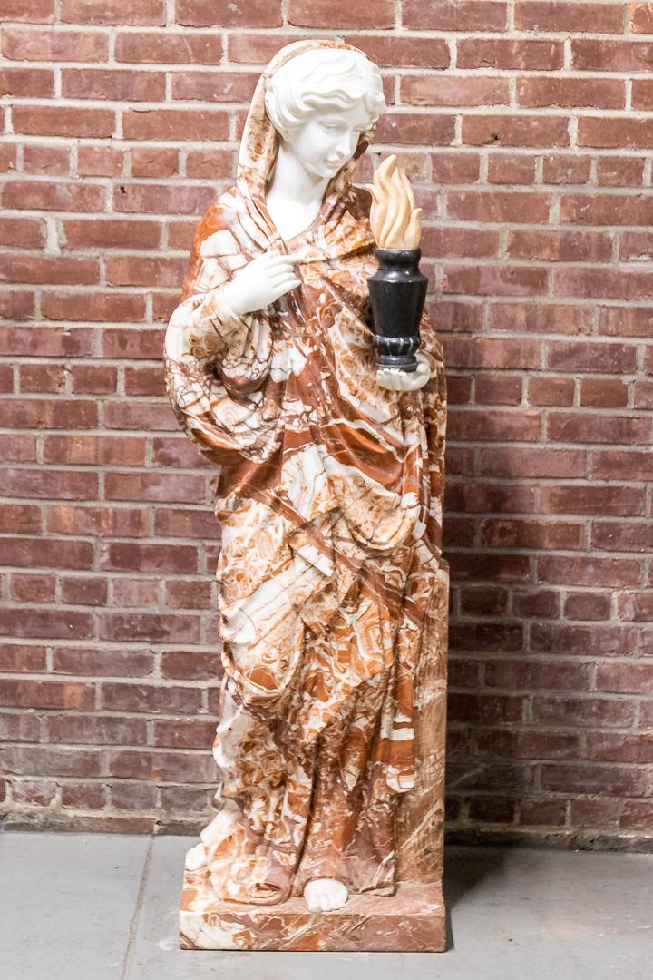 Carved Marble Female Statue of Roman Allegory for Enlightenment or a Priestess to the Goddess Hesta (1 of 9)