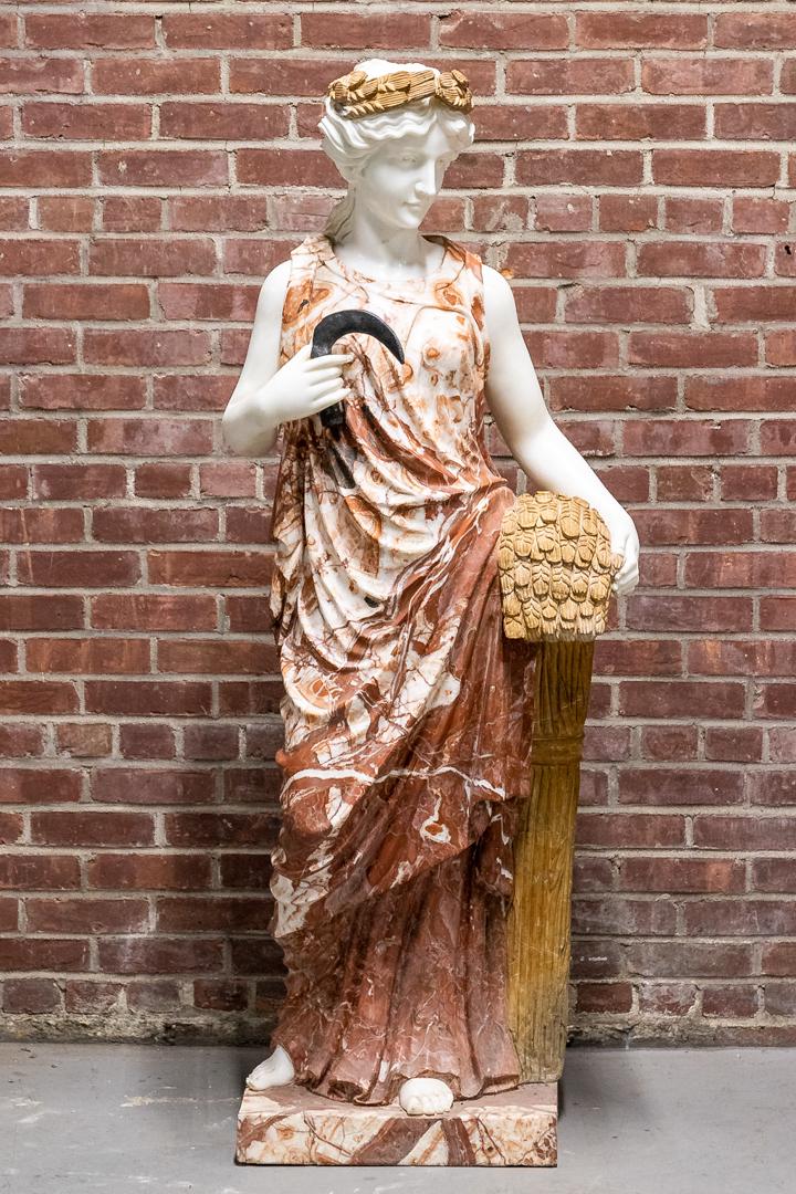 Carved Marble Female Statue of Roman Allegory for Prosperity or a Priestess of Ceres (1 of 6)