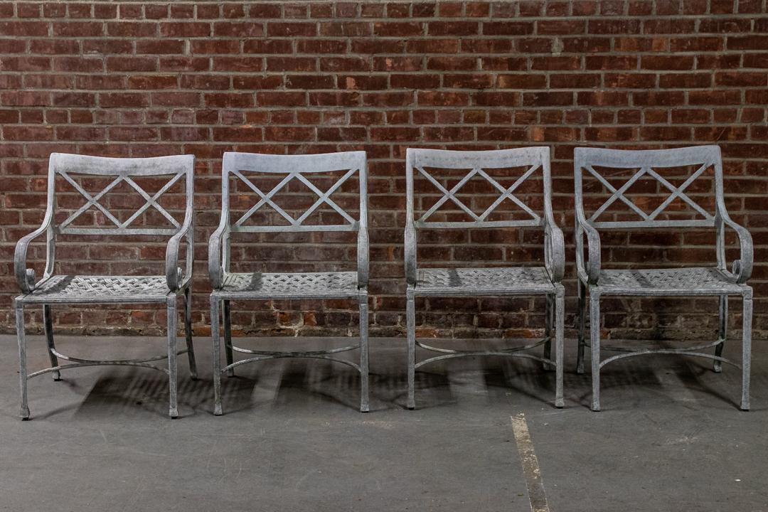 Set of Four Cast Aluminum Regency Style Dining Chairs (1 of 8)