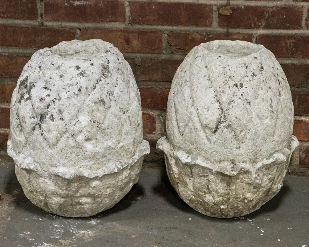 Pair of Carved Stone Pineapple Finials (1 of 5)