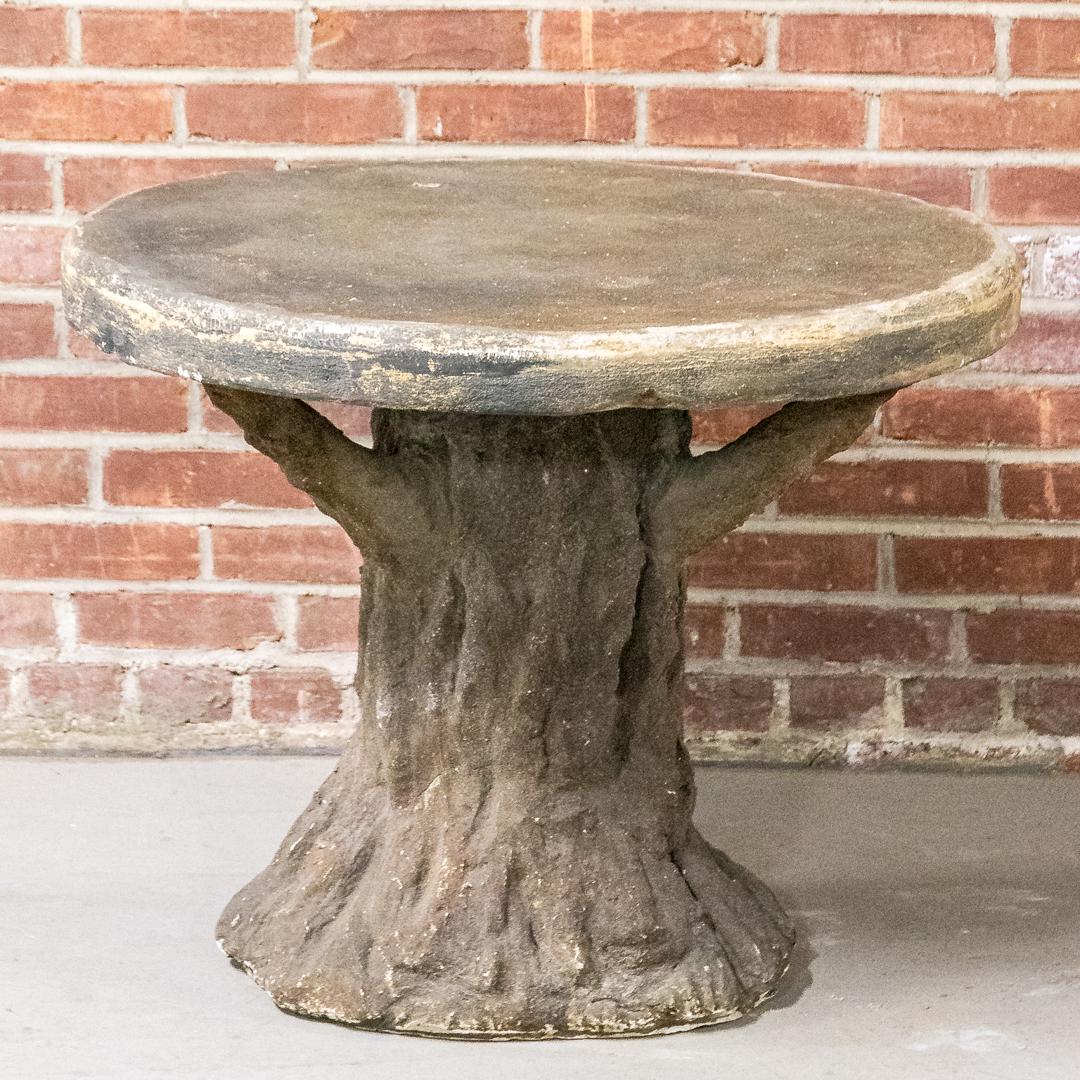 Round Faux Bois Cement Garden Center Table (1 of 6)