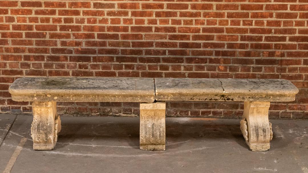 19th Century French Five Piece Limestone Garden Bench (1 of 8)