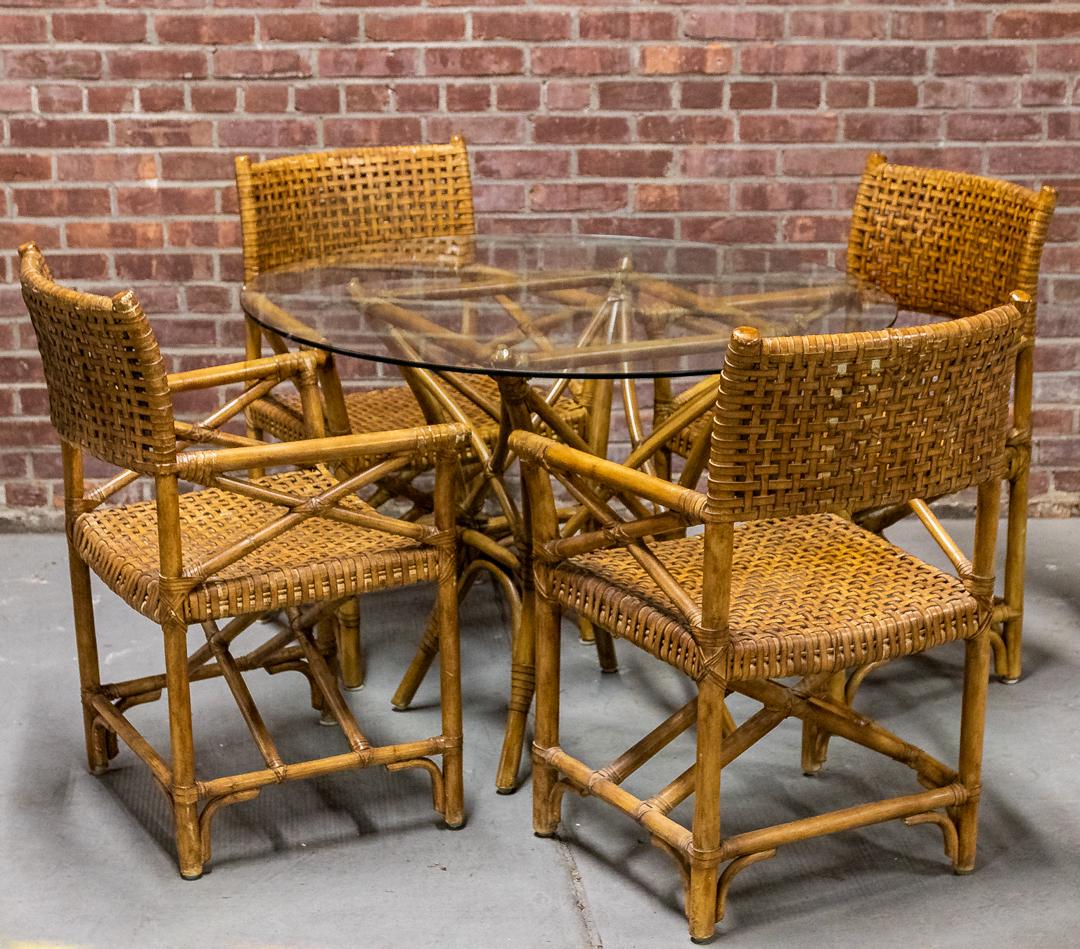 Rattan Table and Four Chair Set by McGuire (1 of 10)