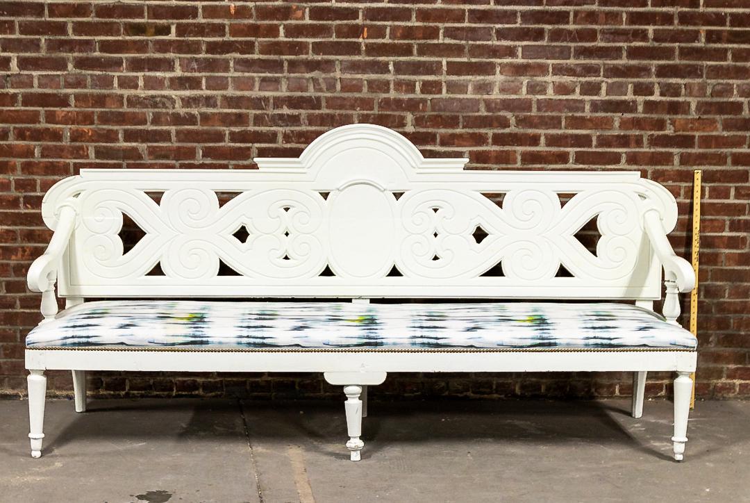 20th Century White Painted Swedish Open Arm Bench (1 of 6)