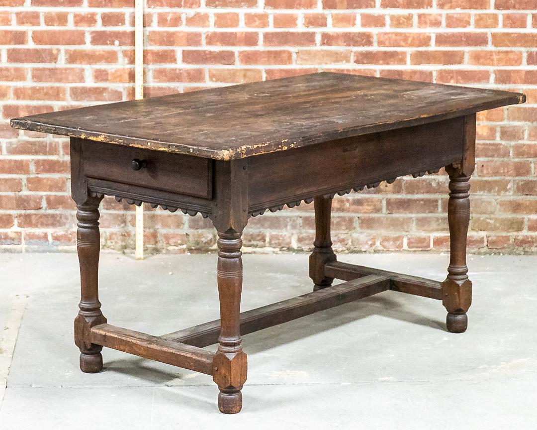 19th Century Scalloped Apron Work Table with Single Drawer (1 of 6)