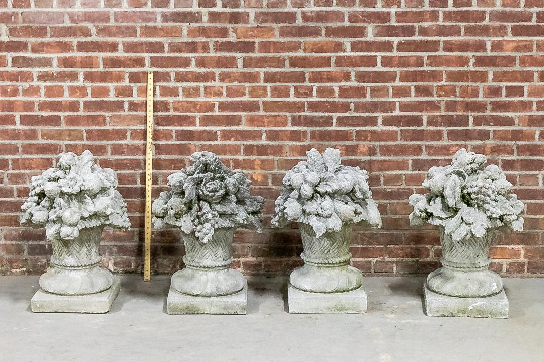 Set of Four Cast Cement Baskets of Fruit (1 of 13)
