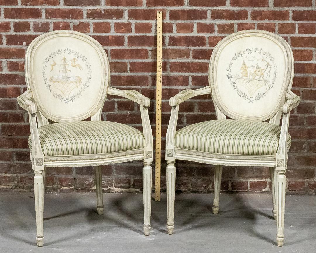 Pair of Upholstered Louis XVI Style Open Armchairs (1 of 9)