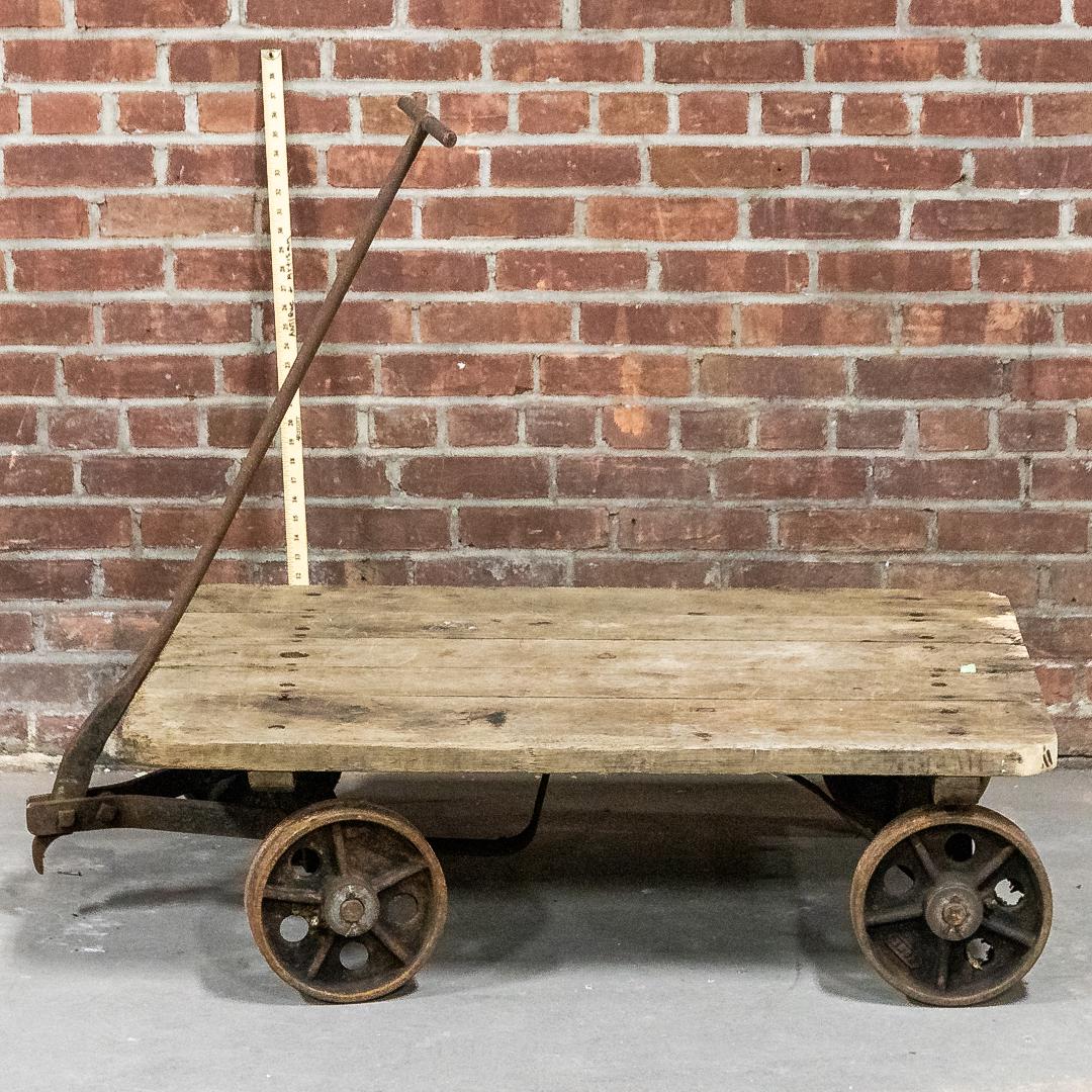 Industrial Wood Cart on Cast Iron Wheels by Howe (1 of 7)