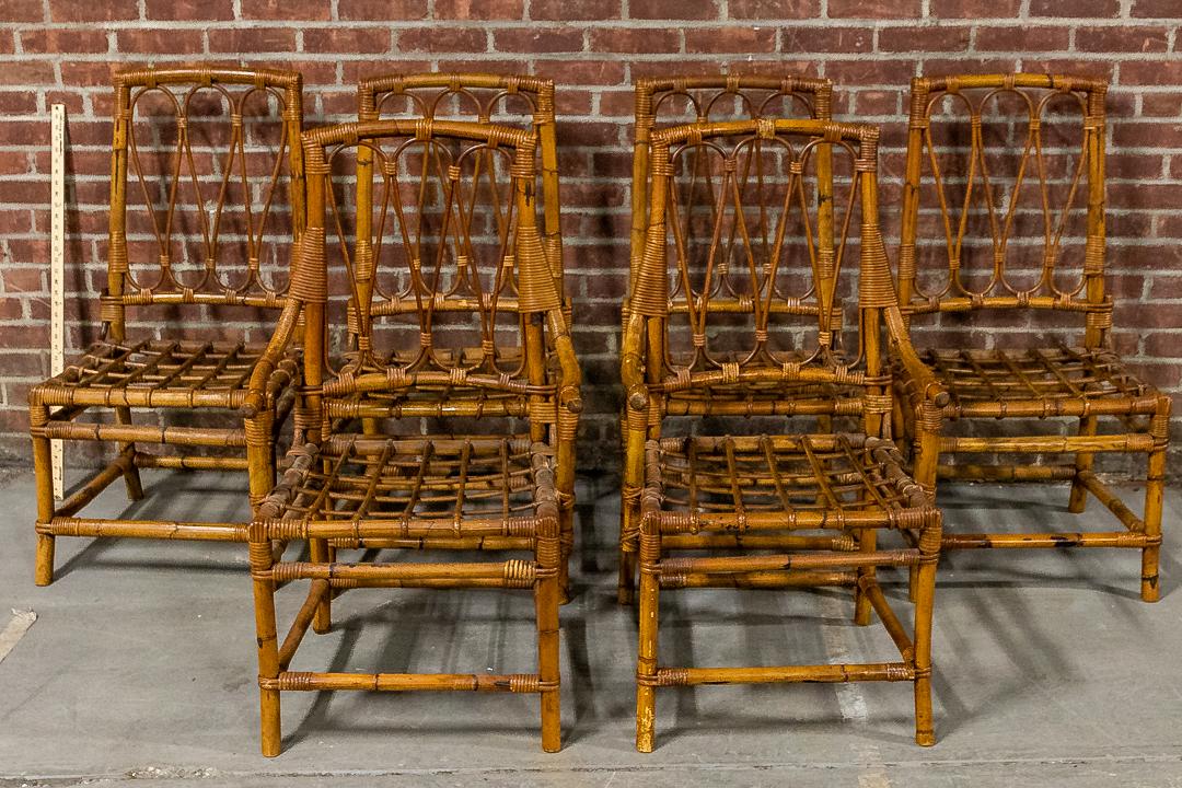Set of Six Vintage Bamboo Dining Chairs (1 of 12)