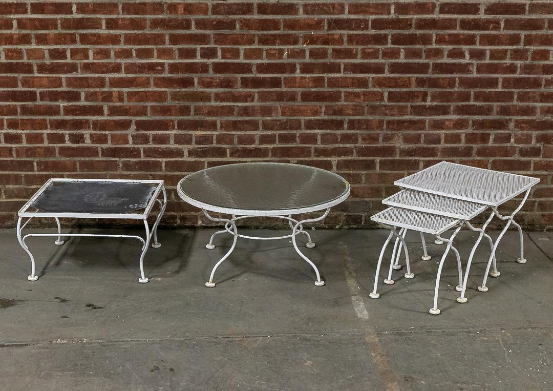 Matched Vintage White Painted Sculptura Metal Table Set by Russell Woodard (1 of 11)