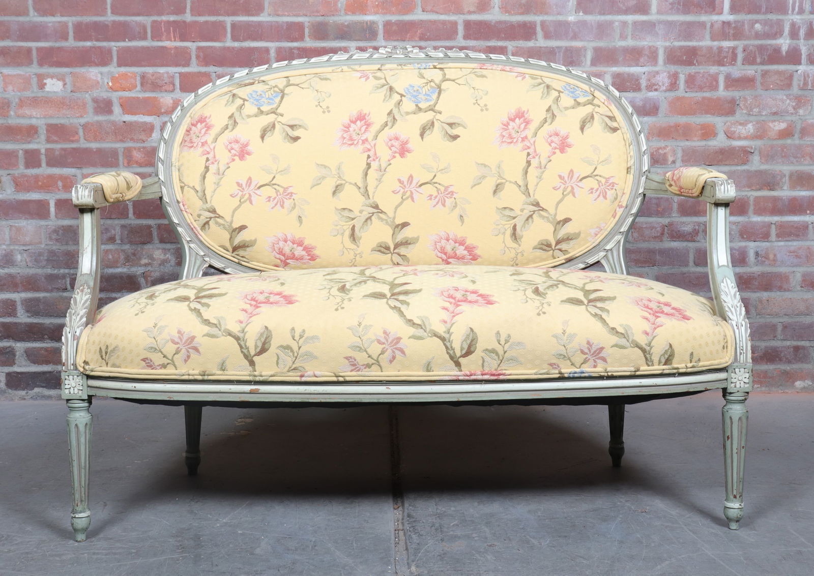 French Provincial Upholstered Settee (1 of 11)