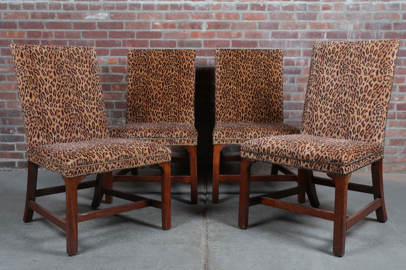 Set of Four Contemporary Cheetah Print Upholstered Chairs (1 of 14)