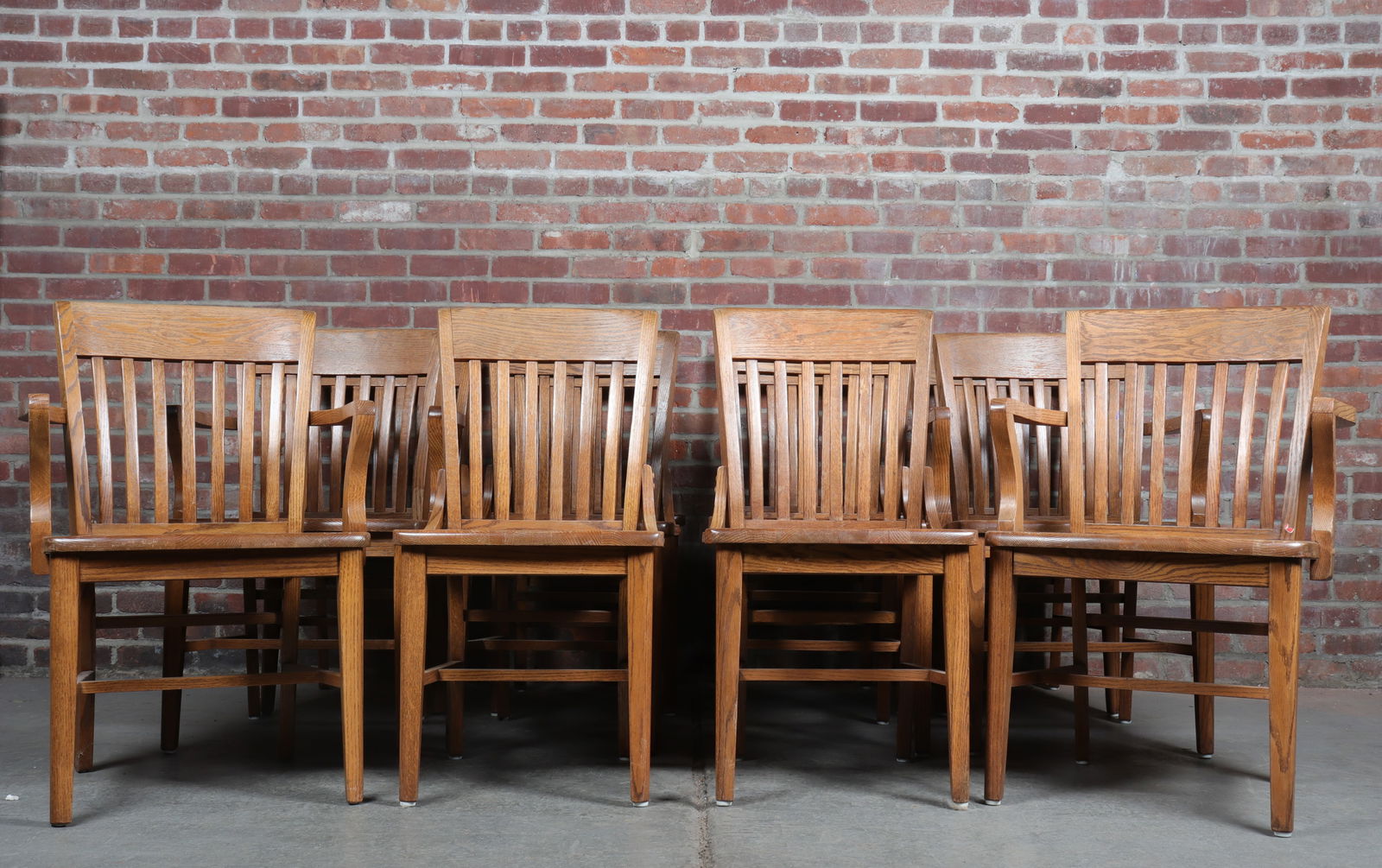 Set of Twelve Early 20th Century Oak Banker's Chairs (1 of 9)