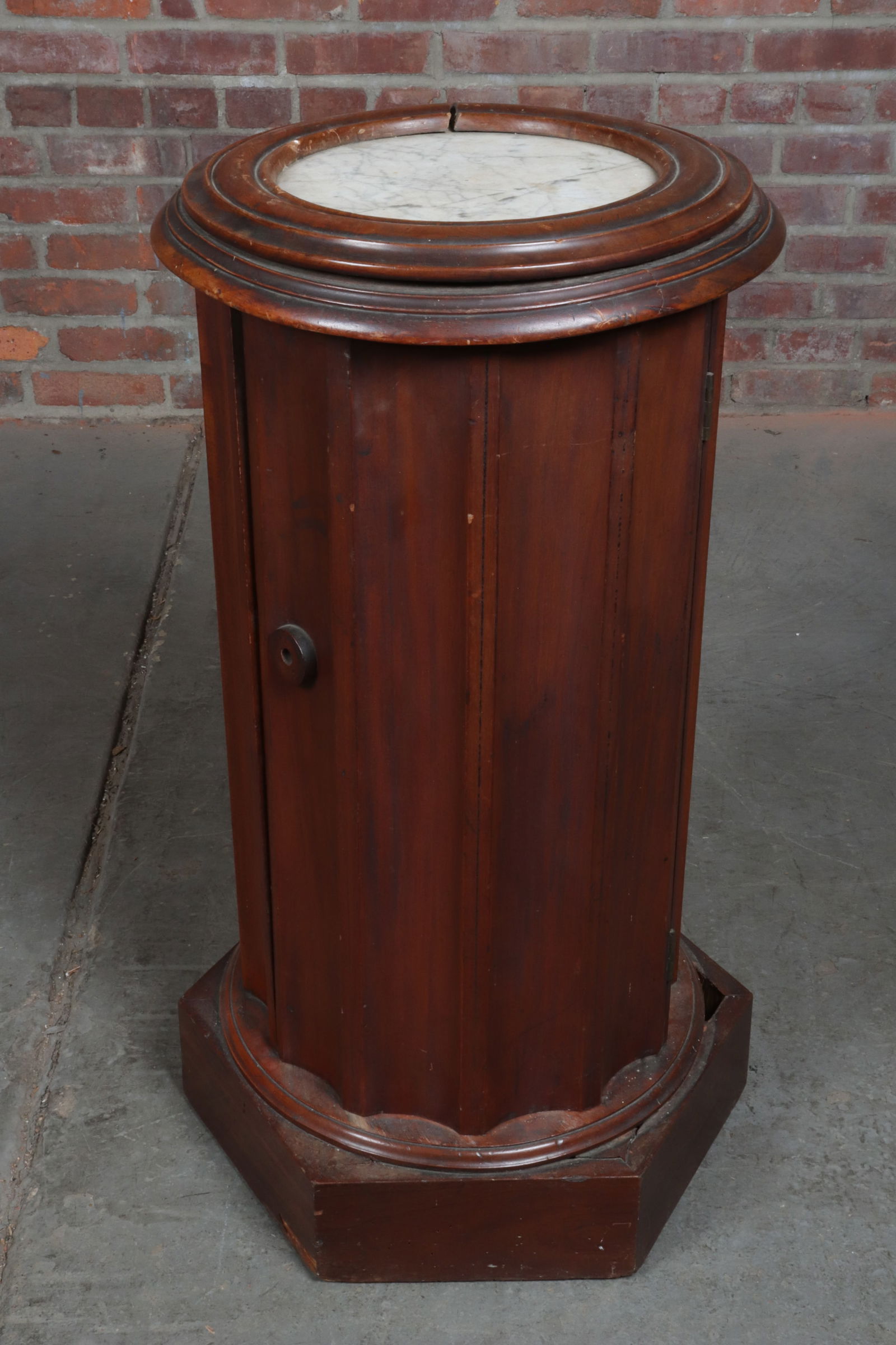 19th Century Marble Topped Pedestal Table with Swing Door (1 of 8)