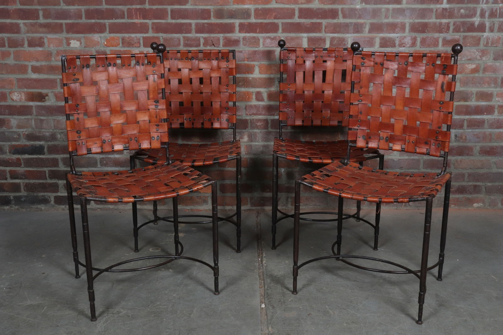 Set of Four Leather and Iron Salterini Chairs (1 of 16)