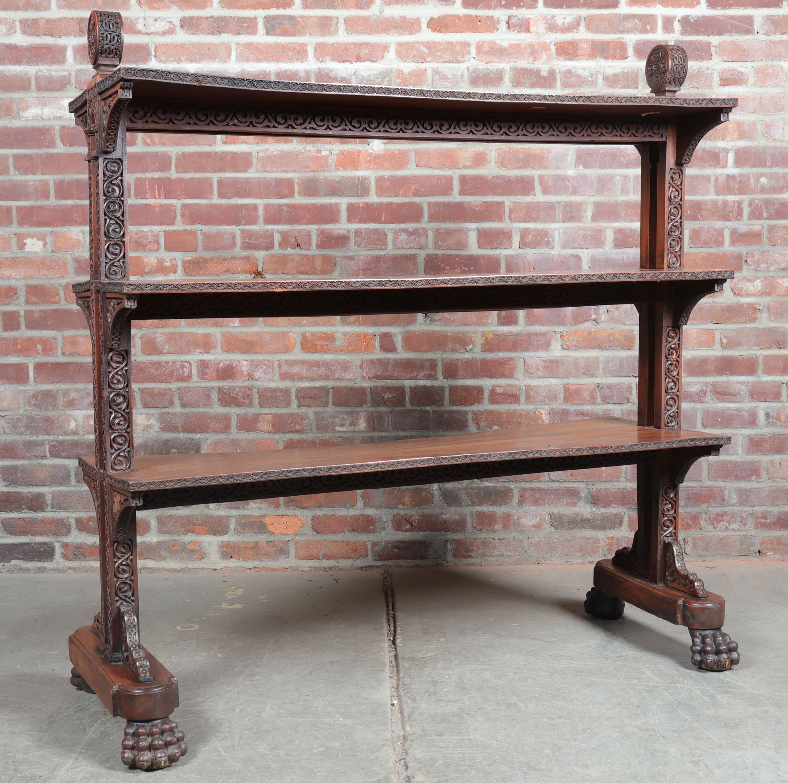 Three Tiered Dumb Waiter Bookcase with Claw Feet (1 of 12)