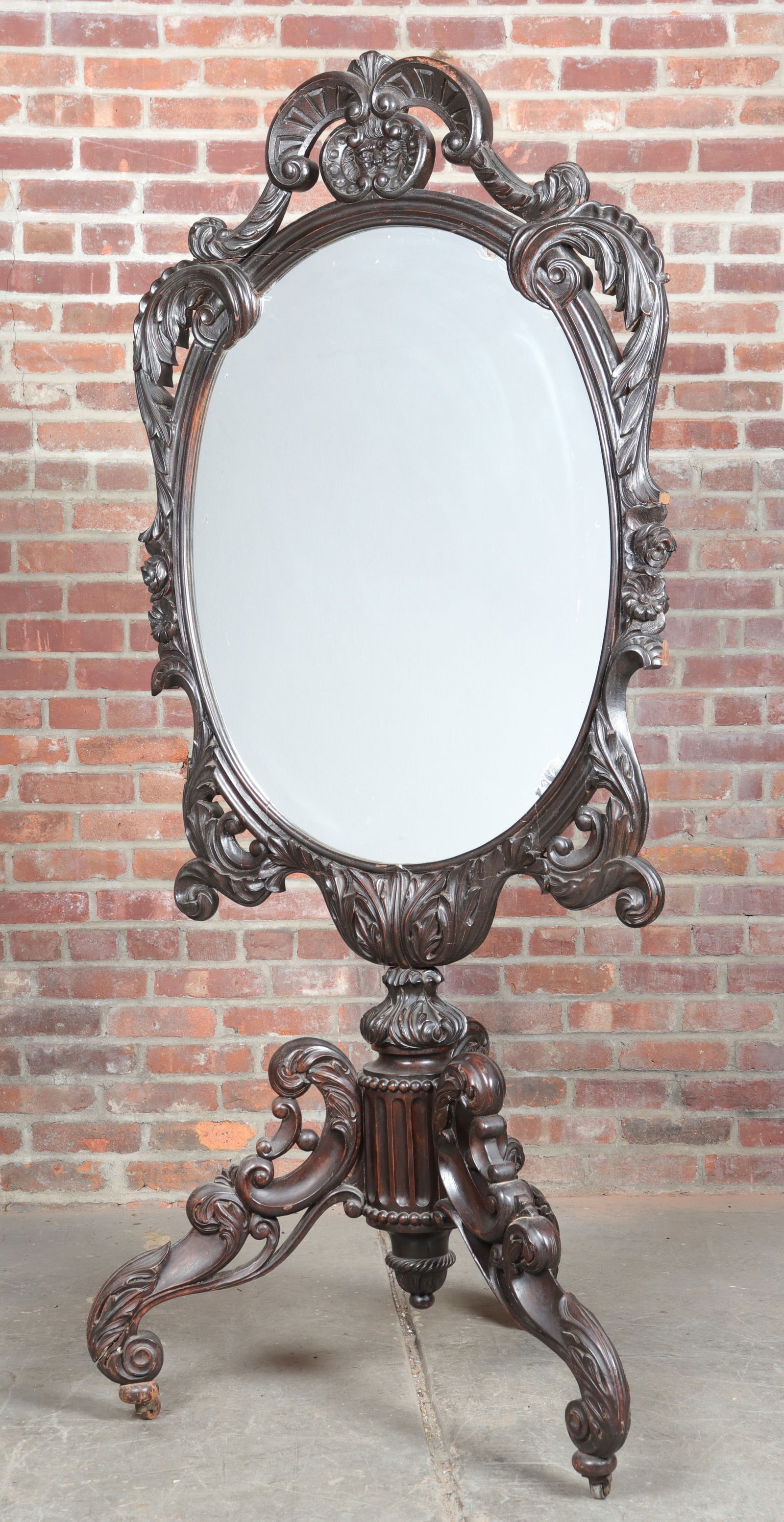 19th Century Victorian Walnut Cheval Mirror (1 of 11)